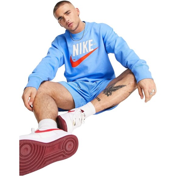 Nike Retro Trend Logo Fleece Crewneck Sweatshirt Size XXL 2XL in University Blue - Picture 9 of 13